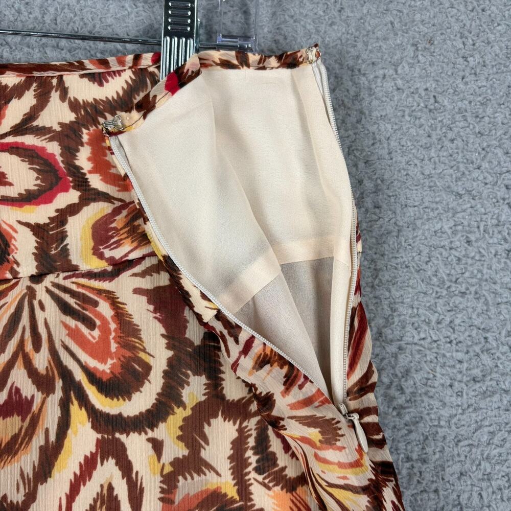 90s Sheer Skirt Sz 16 Boho Hippie Floral Flowy Midi Lined Slit Assymetrical - Picture 9 of 12